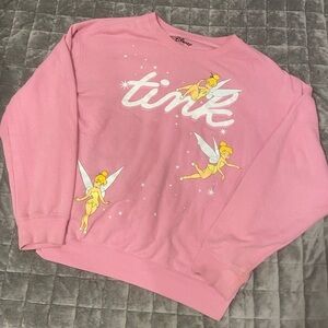 Disney Pink Tinker Bell Graphic Sweatshirt with Yellow Accents